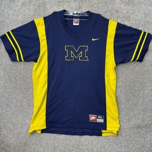 Nike Michigan Wolverines Jersey Men XL Navy Blue Vintage V-Neck Embroidered M